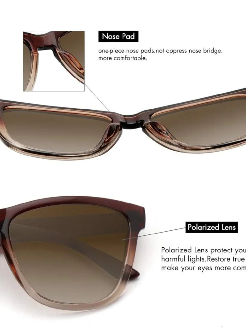 Brown Gradient Polarized Sunglasses - Trendy Unisex Outdoor Protection Eyewear